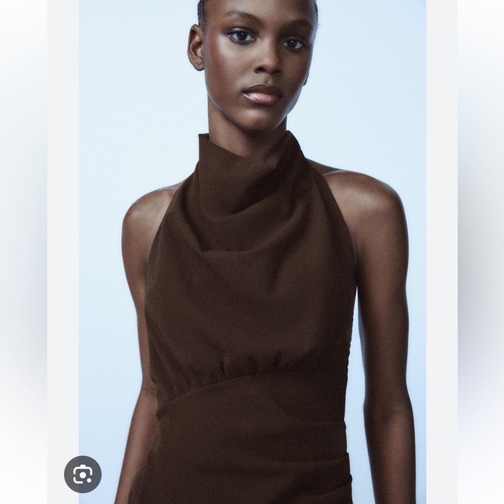 Elegant Brown Halter Dress
